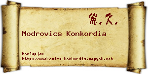 Modrovics Konkordia névjegykártya